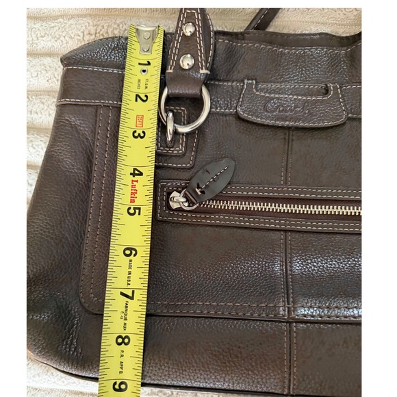 Coach Penelope Shopper Tote Brown Pebbled Leather Shoulder Bag F14686 - Picture 12 of 16